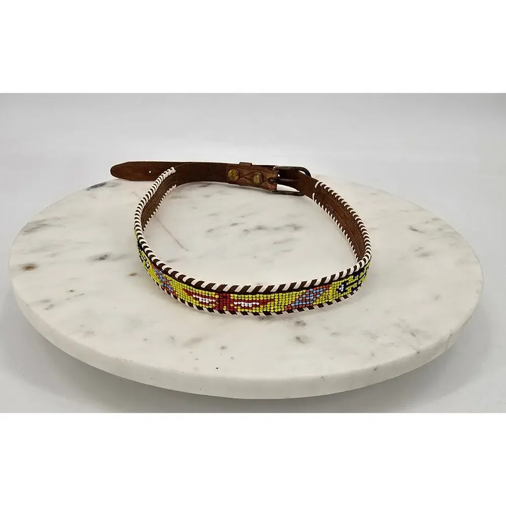 Vintage Kids' Southwestern Native‎ Beaded Leather Belt